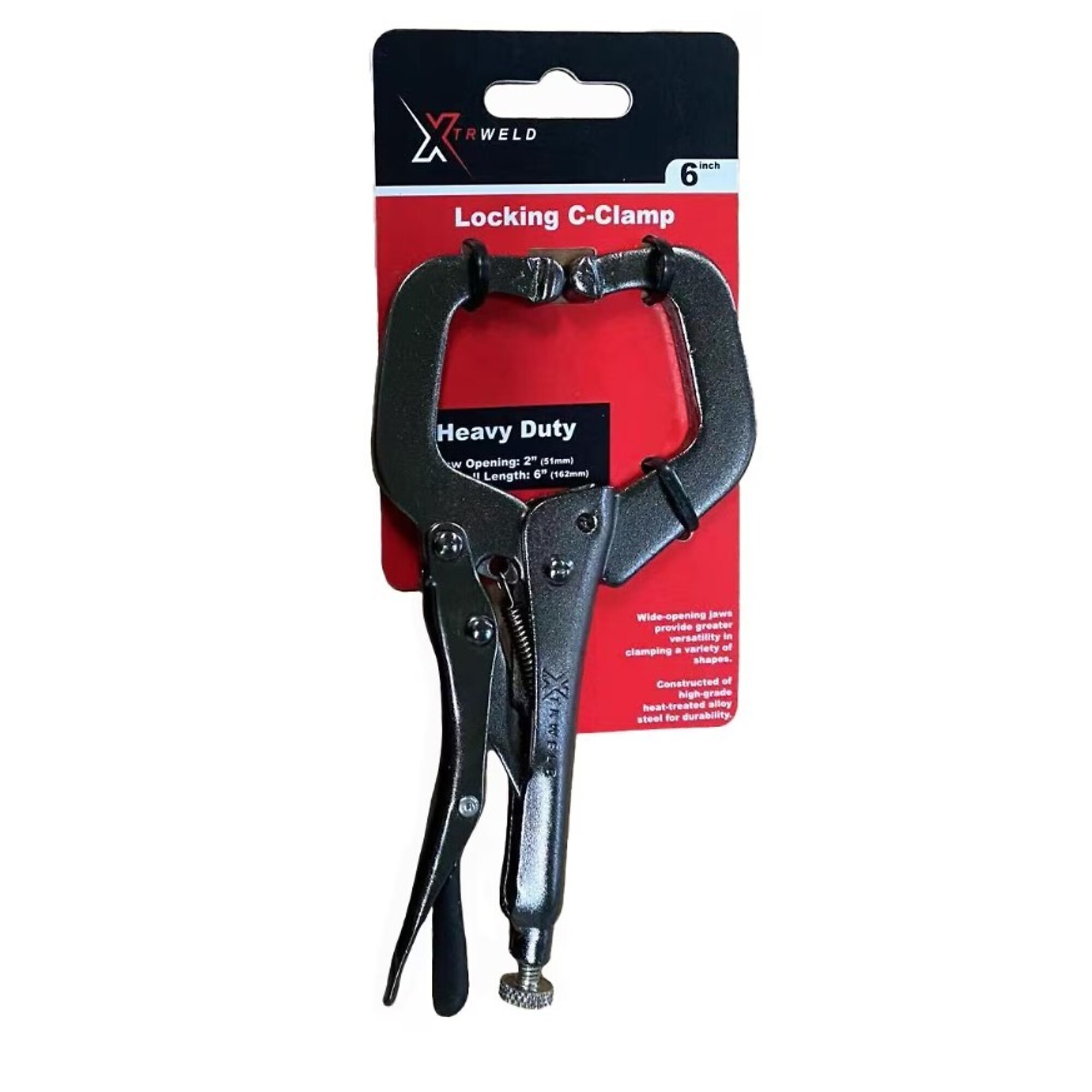 XTRweld Locking Welding Pliers - 6in., Steel, Black Nickel Chrome, 2.1in. Clamping Capacity, Model# XTRTPLR06RT